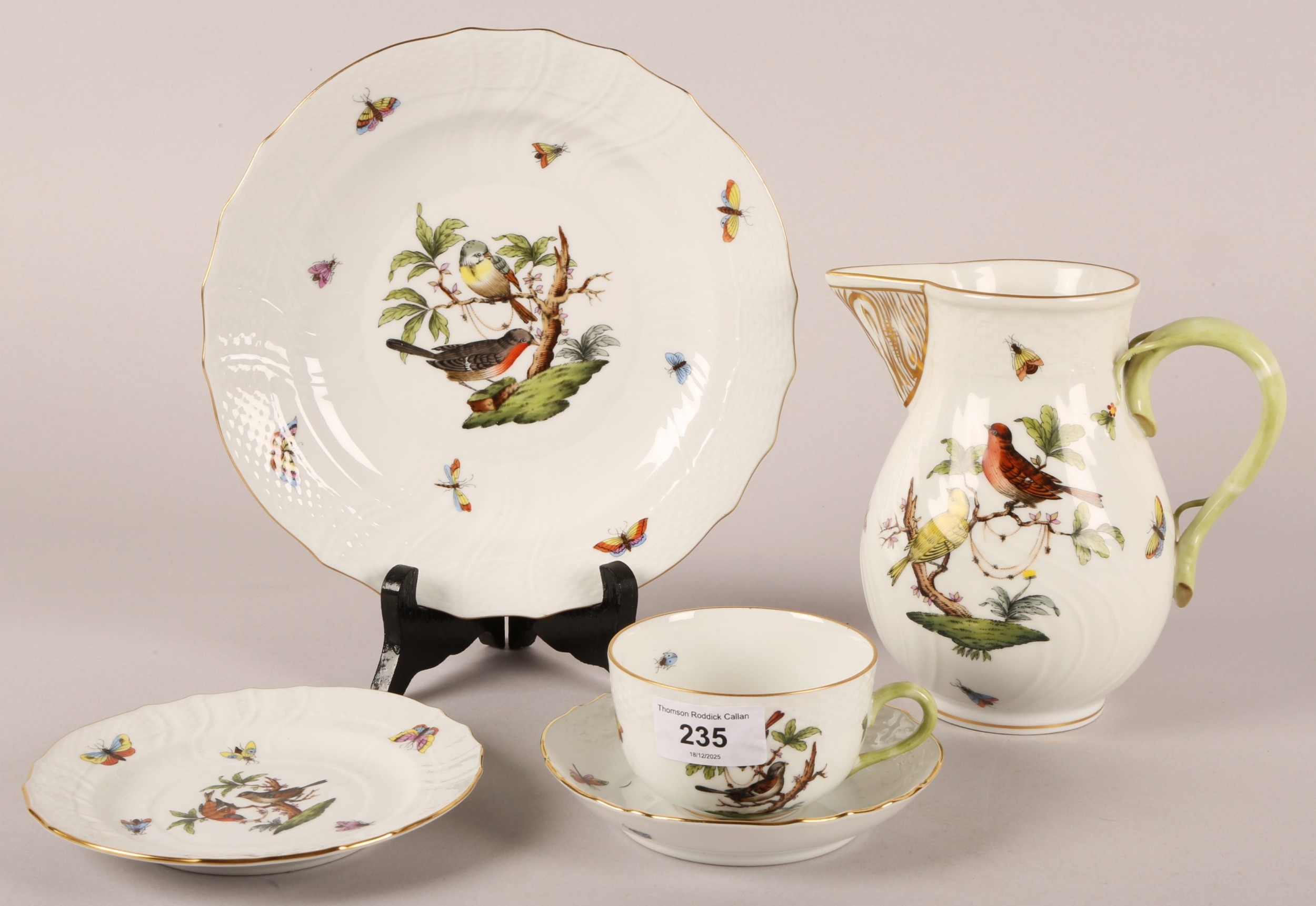 Herend Hungary, hand-painted tea service in the 'Rothschild' bird ...