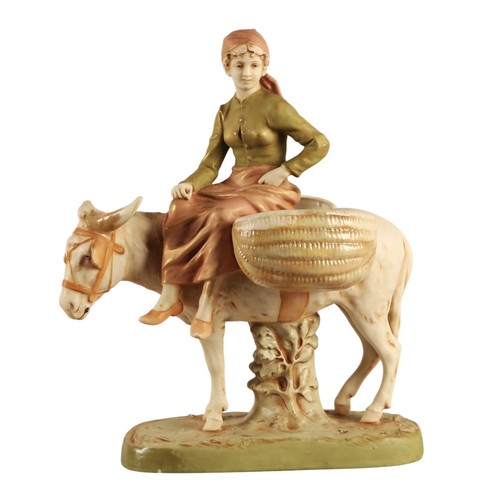 Royal Dux ‘Girl on Donkey’ figure, impressed marks to base, 38cm h.