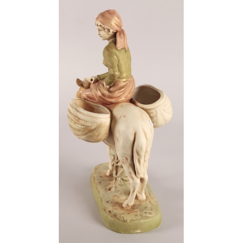 33 - Royal Dux ‘Girl on Donkey’ figure, impressed marks to base, 38cm h.