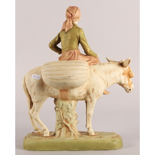 33 - Royal Dux ‘Girl on Donkey’ figure, impressed marks to base, 38cm h.
