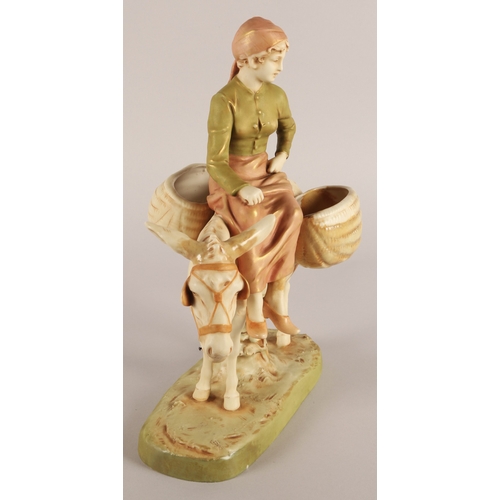 33 - Royal Dux ‘Girl on Donkey’ figure, impressed marks to base, 38cm h.