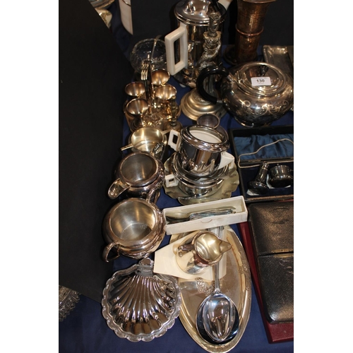 Collection of silver plated items, condiments, flatware, tea service etc.