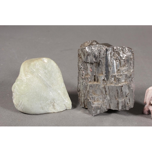 Miniature soapstone elephant models, mineral specimen, etc