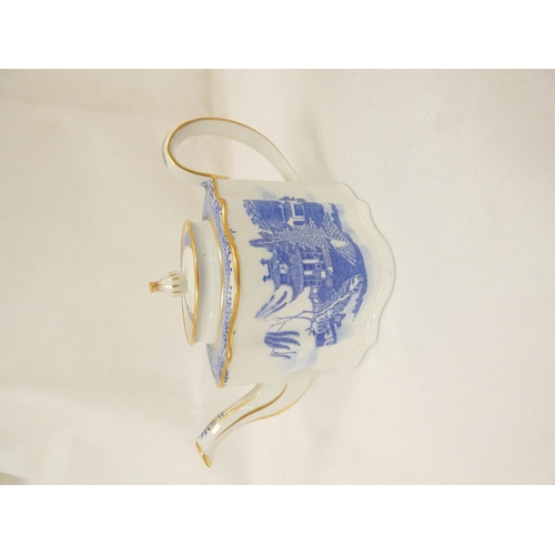 7 - New Hall teapot with stand, blue printed in 
