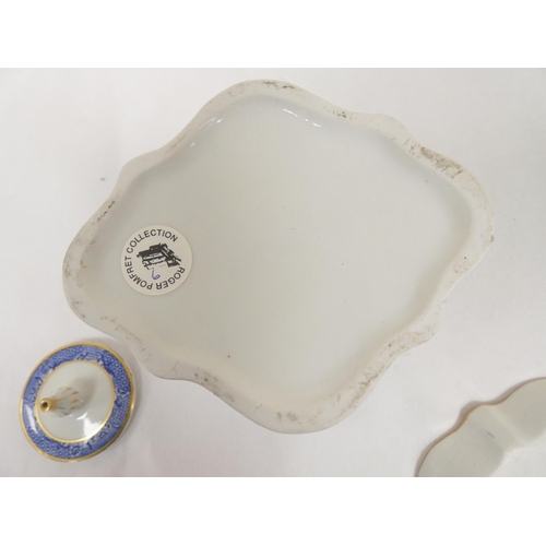 7 - New Hall teapot with stand, blue printed in 