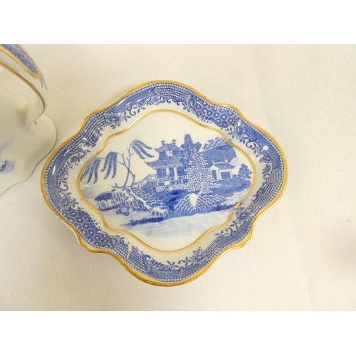 7 - New Hall teapot with stand, blue printed in 