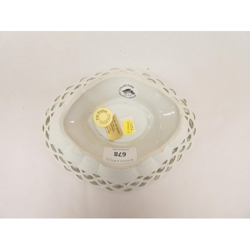 11 - Rare New Hall dessert basket, decorated in the manner of George Davis, with insects and fruit sprigs... 