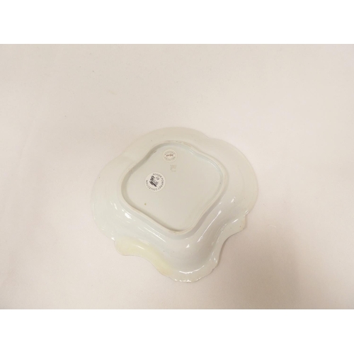 14 - New Hall dessert dish decorated in deep blue and gold, of lobed scallop form. 23cm wide, c.1790's. P... 