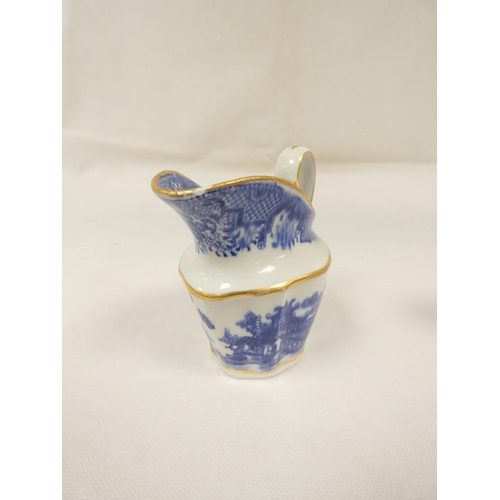 17 - New Hall creamer of silver shape, blue printed in the 