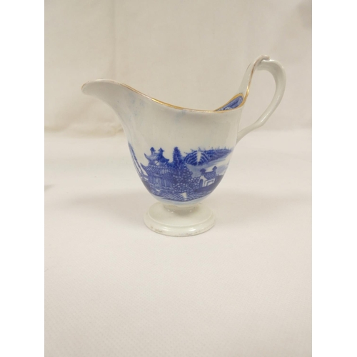 17 - New Hall creamer of silver shape, blue printed in the 