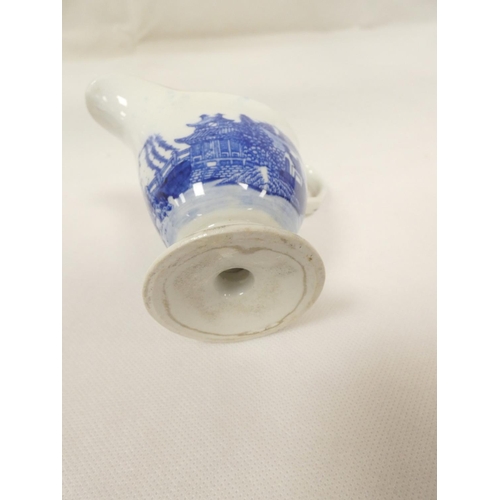 17 - New Hall creamer of silver shape, blue printed in the 