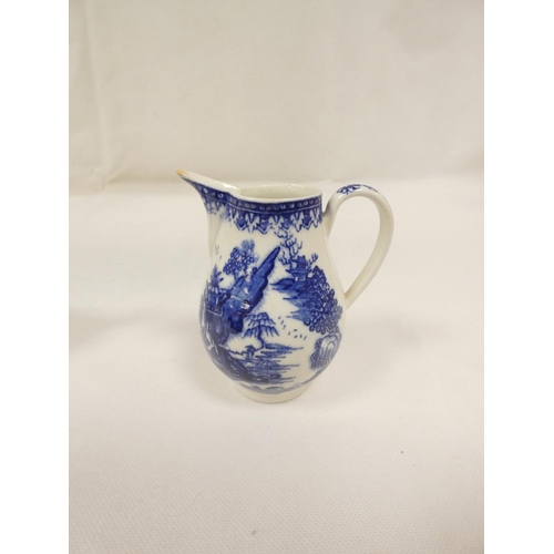 19 - Enoch Wood milk jug of baluster form, blue printed in 