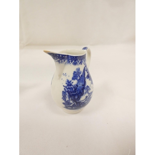 19 - Enoch Wood milk jug of baluster form, blue printed in 