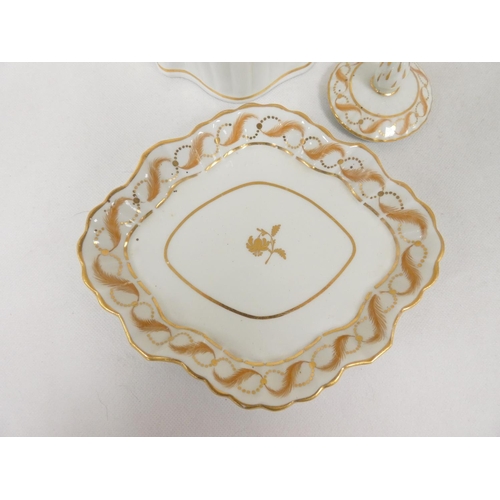 21 - New Hall teapot of silver shape with reeded body and semi-wide loop handle, with matching stand. Pat... 