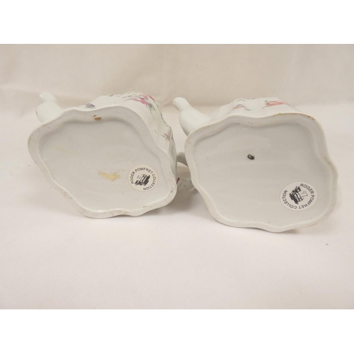 23 - New Hall teapot of early plain form silver shape, straight spout with oak leaf moulding and rosette ... 