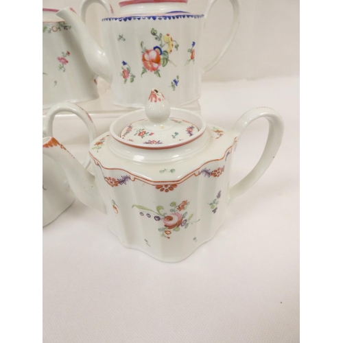 23 - New Hall teapot of early plain form silver shape, straight spout with oak leaf moulding and rosette ... 