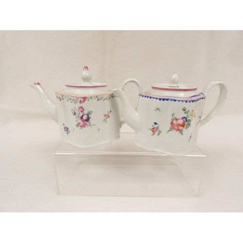 23 - New Hall teapot of early plain form silver shape, straight spout with oak leaf moulding and rosette ... 