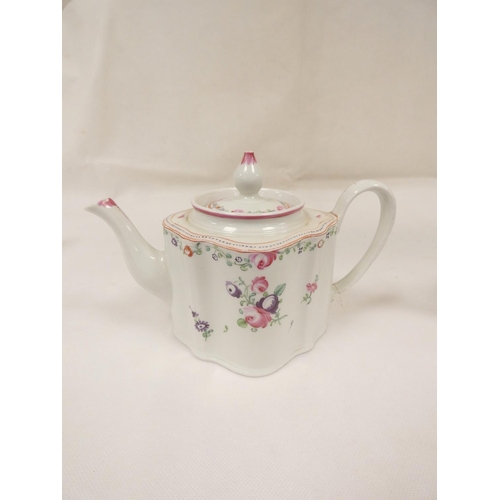 23 - New Hall teapot of early plain form silver shape, straight spout with oak leaf moulding and rosette ... 