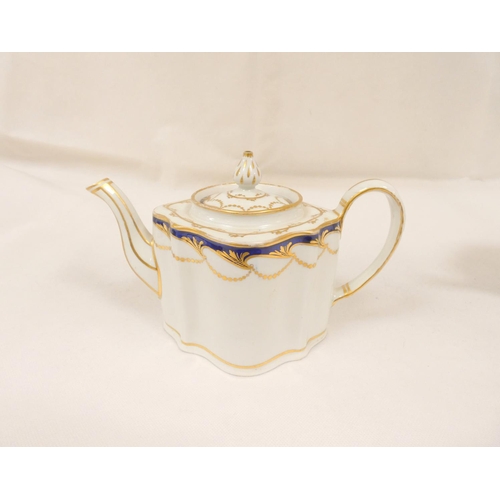 25 - New Hall teapot of silver shape with straight handle (nibbles to spout) and very rare variant handle... 