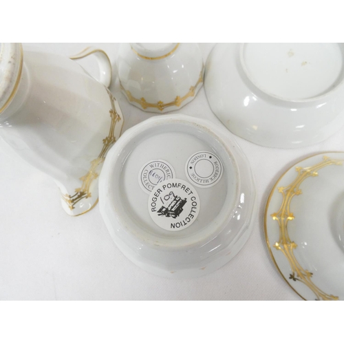 34 - New Hall sugar box and cover of rare faceted rice bowl shape, gilt pattern 81, 12cm high, ex Witheri... 