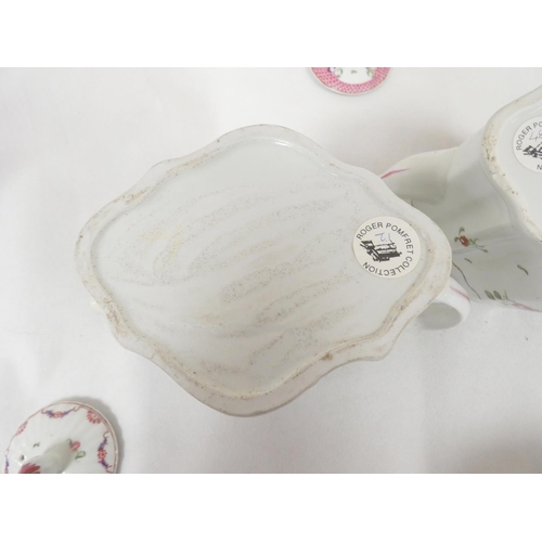 36 - New Hall graduated near pair of reeded silver shape teapots, curved spouts, pattern 139, swags and f... 