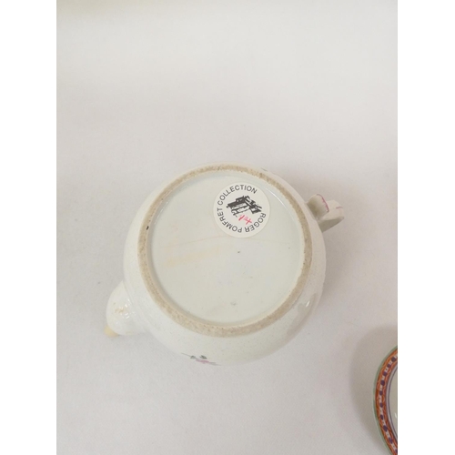 37 - New Hall or Enoch Wood teapot of spherical form, curved plain spout and backward pointing thumb rest... 