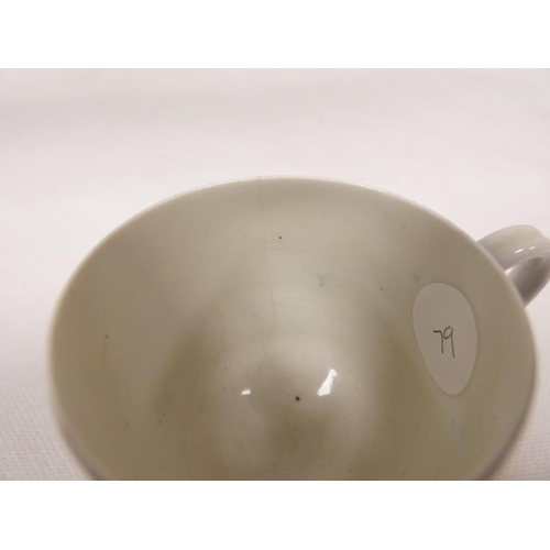 39 - Attributed to Enoch Wood coffee can, kinked loop handle and blue printed with 