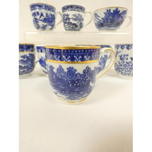 40 - New Hall clip handle coffee cup, blue printed with rare early 