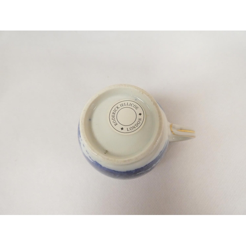 40 - New Hall clip handle coffee cup, blue printed with rare early 
