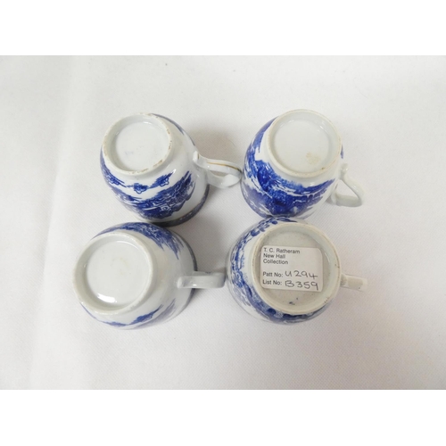 40 - New Hall clip handle coffee cup, blue printed with rare early 