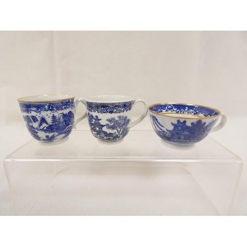 40 - New Hall clip handle coffee cup, blue printed with rare early 