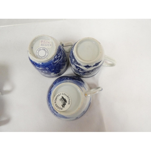 40 - New Hall clip handle coffee cup, blue printed with rare early 