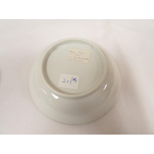 45 - Rare New Hall low handled teabowl, clip handle, gilt 