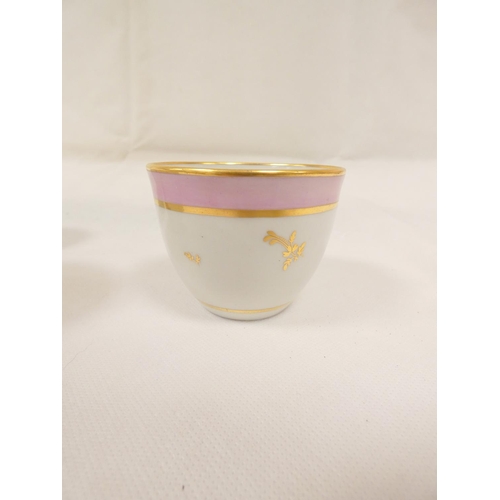 46 - New Hall teabowl of rare very early form with corrugated moulding, pattern U22, with floral sprays a... 