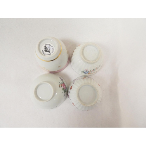 46 - New Hall teabowl of rare very early form with corrugated moulding, pattern U22, with floral sprays a... 