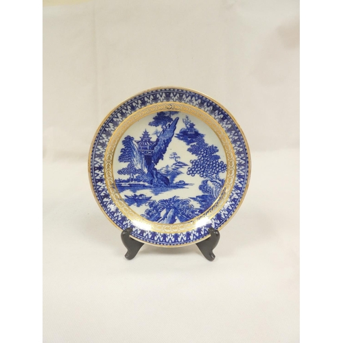 47 - New Hall or Enoch Wood bread and butter plate, blue printed in dark rock 