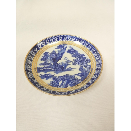 47 - New Hall or Enoch Wood bread and butter plate, blue printed in dark rock 