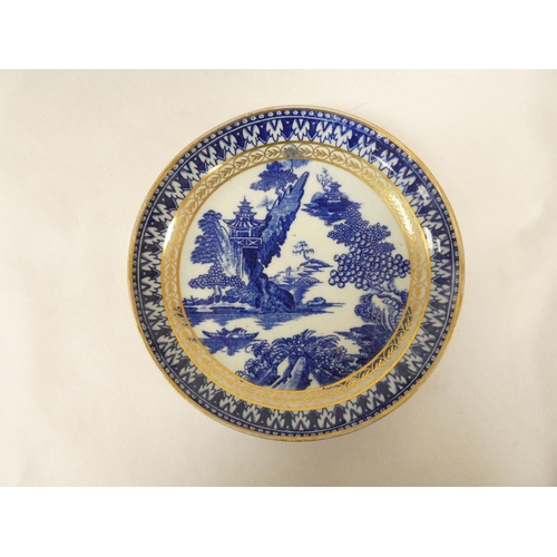 47 - New Hall or Enoch Wood bread and butter plate, blue printed in dark rock 