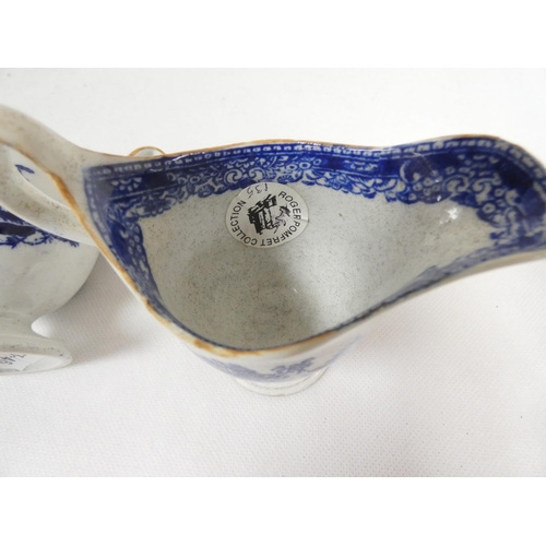 48 - New Hall helmet shape jug printed in blue with 