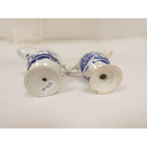 48 - New Hall helmet shape jug printed in blue with 