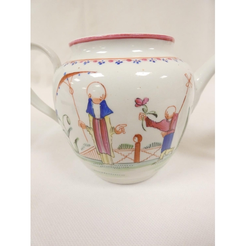 50 - New Hall silver shape teapot of smaller size, very rare transitional version with rosette feet and c... 