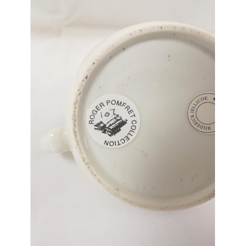 52 - New Hall or perhaps Enoch Wood teapot of spherical form with plain curved spout, version of pattern ... 