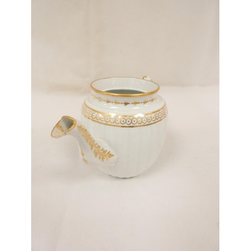 56 - Possibly New Hall teawares of reeded form with gilt band decoration, comprising coffee cup and sauce... 