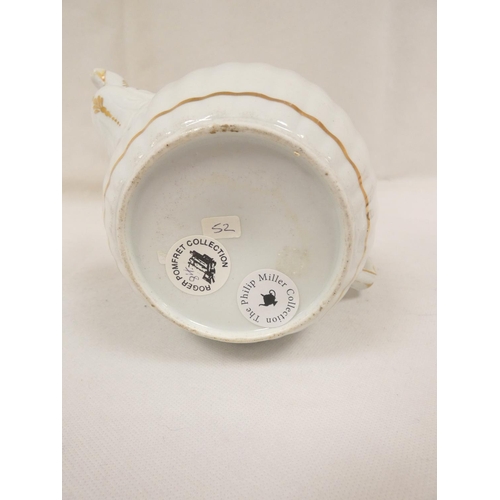 56 - Possibly New Hall teawares of reeded form with gilt band decoration, comprising coffee cup and sauce... 