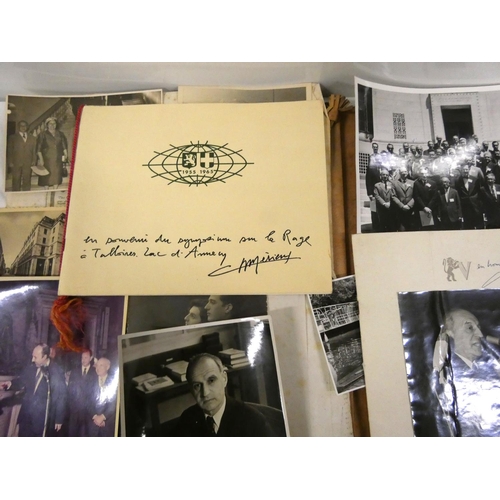 101 - Snakeskin folder of ephemera and photos and beadwork bag.