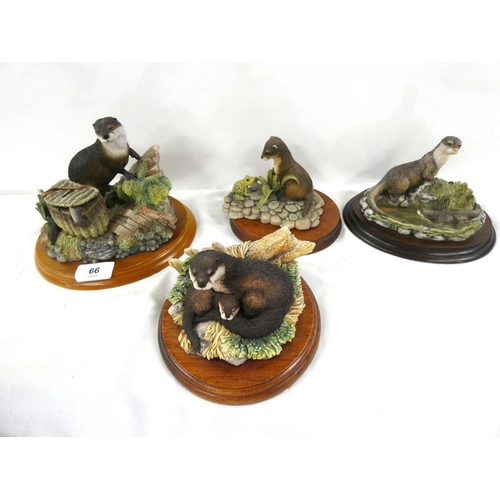 66 - Four Border Fine Arts otter groups to include Safe Haven, Otter-cub, The Poacher etc.