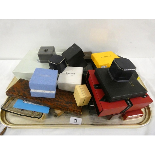 75 - Large tray of empty jewellery boxes.