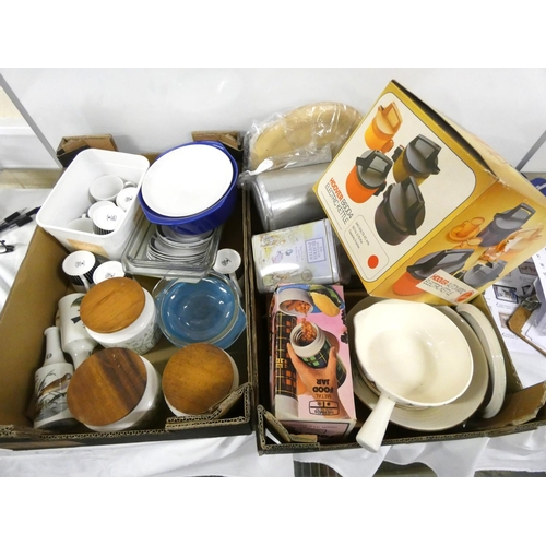 83 - Two boxes of vintage kitchenalia and dinnerware.