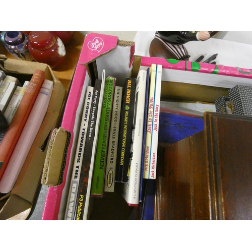 85 - Box of books and cutlery.