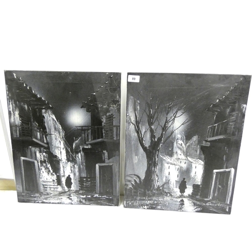 89 - Pair of Spanish street scenes, oil on canvas 40cm x 50cm